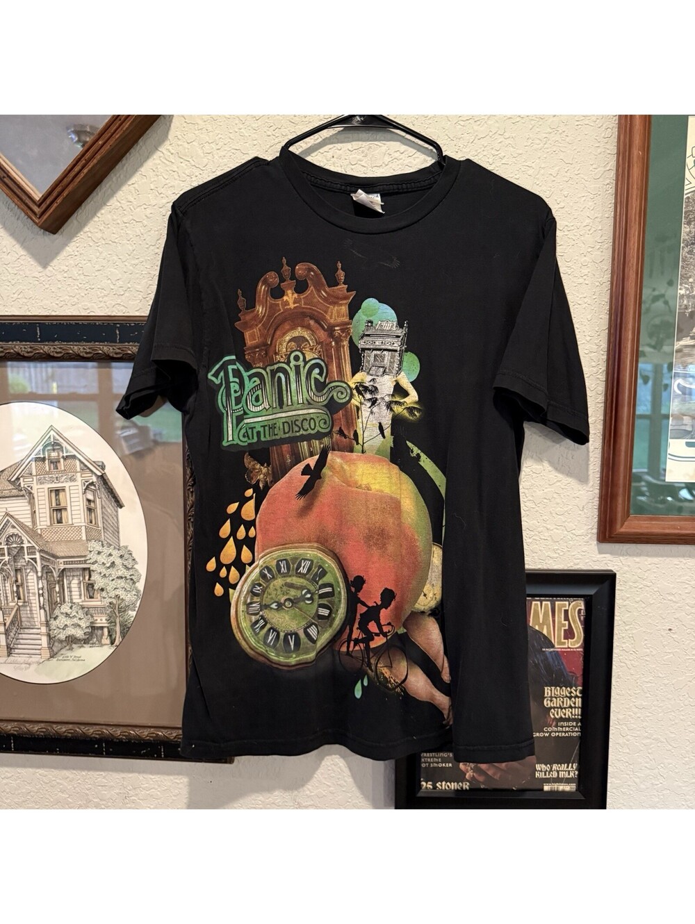 Vintage 00s RARE‎ Panic at the Disco James and the Giant Peach Large Black Shirt